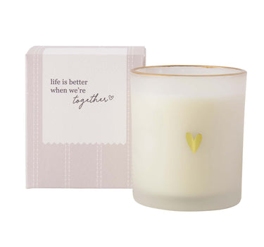 geurkaars glas in doosje life is better | wit / goud / zand