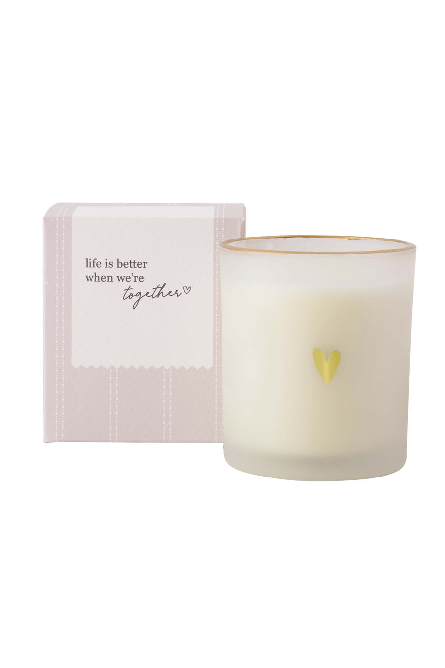 geurkaars glas in doosje life is better | wit / goud / zand