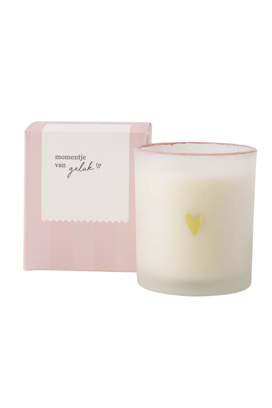 geurkaars glas in doosje momentje van geluk | wit / goud / roze