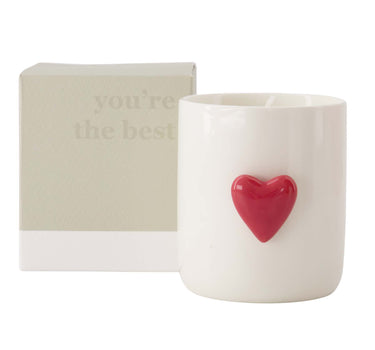 geurkaars keramiek hart in doosje you're the best | wit / lichtgroen / fuchsia