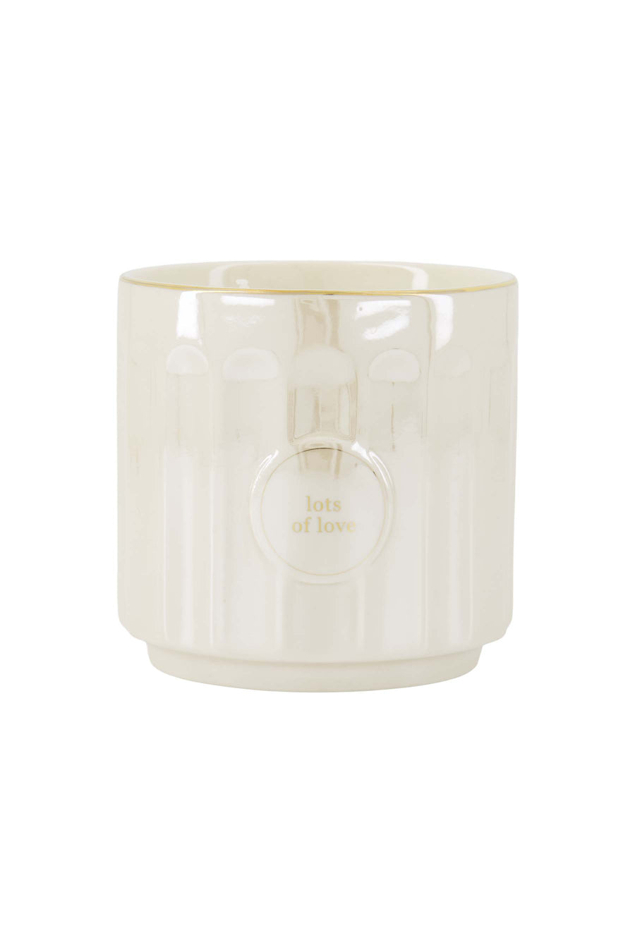 geurkaars keramiek parelmoer ribbel lots of love | zand / goud