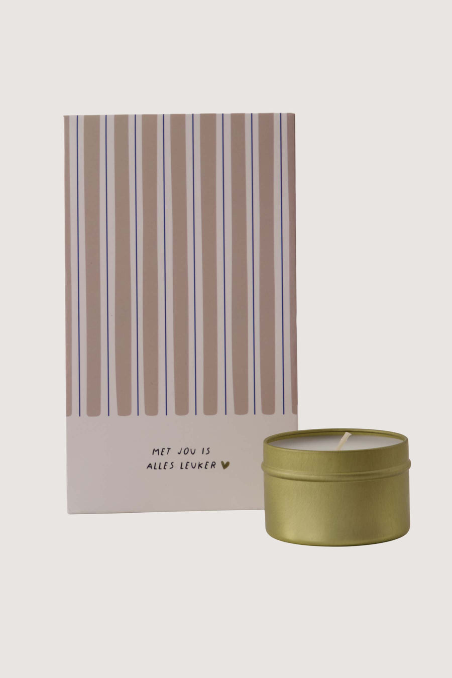 geurkaars tin in zakje met jou is alles leuker | zand / lila