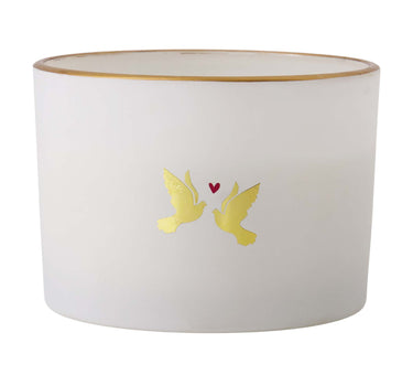 geurkaars glas lovebirds | white / gold