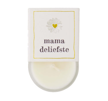 scented candle in a wrapper "Mama Deliefste" | white / black / yellow