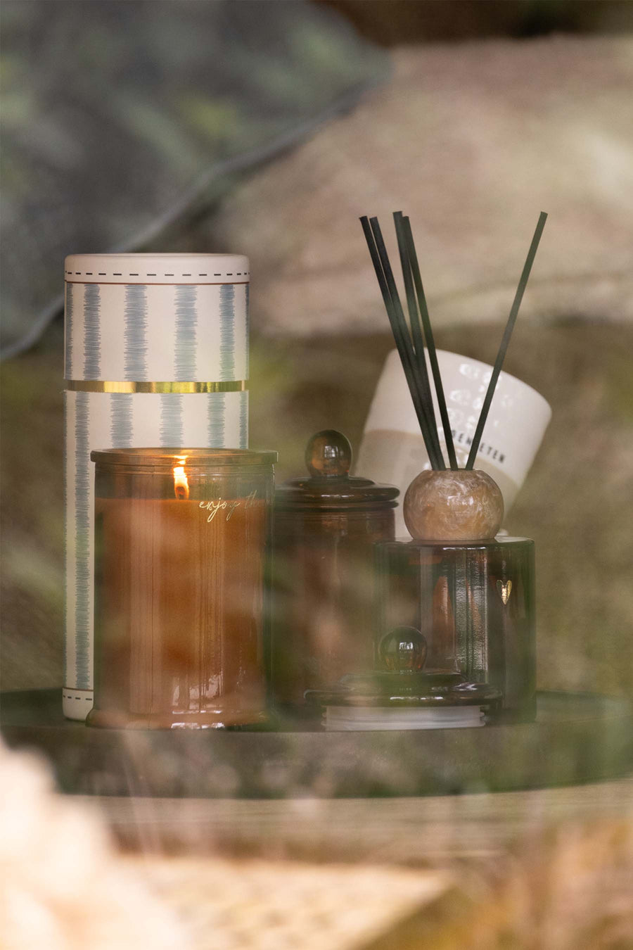 geurkaars glas met deksel hartje | camel