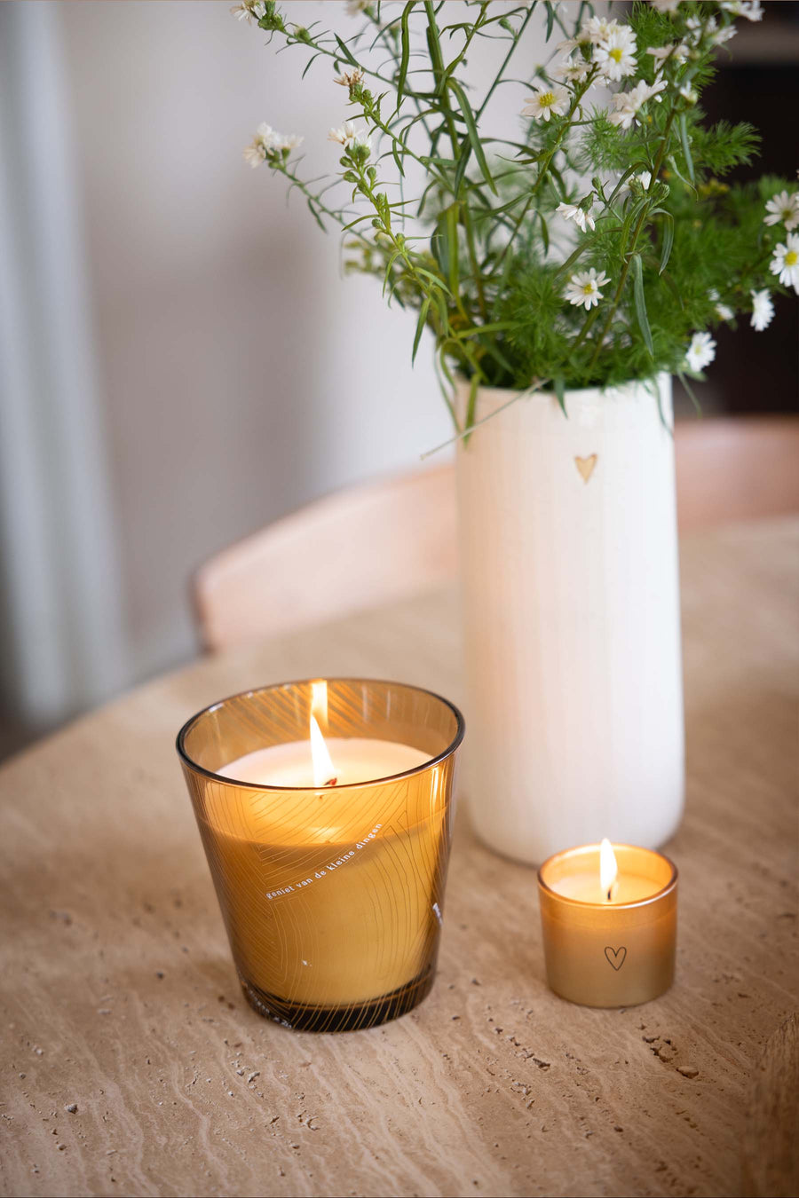 geurkaars glas vlechtpatroon geniet | gold