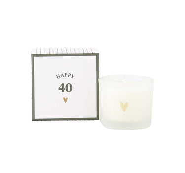 geurkaars in doosje happy 40 | white / dark green