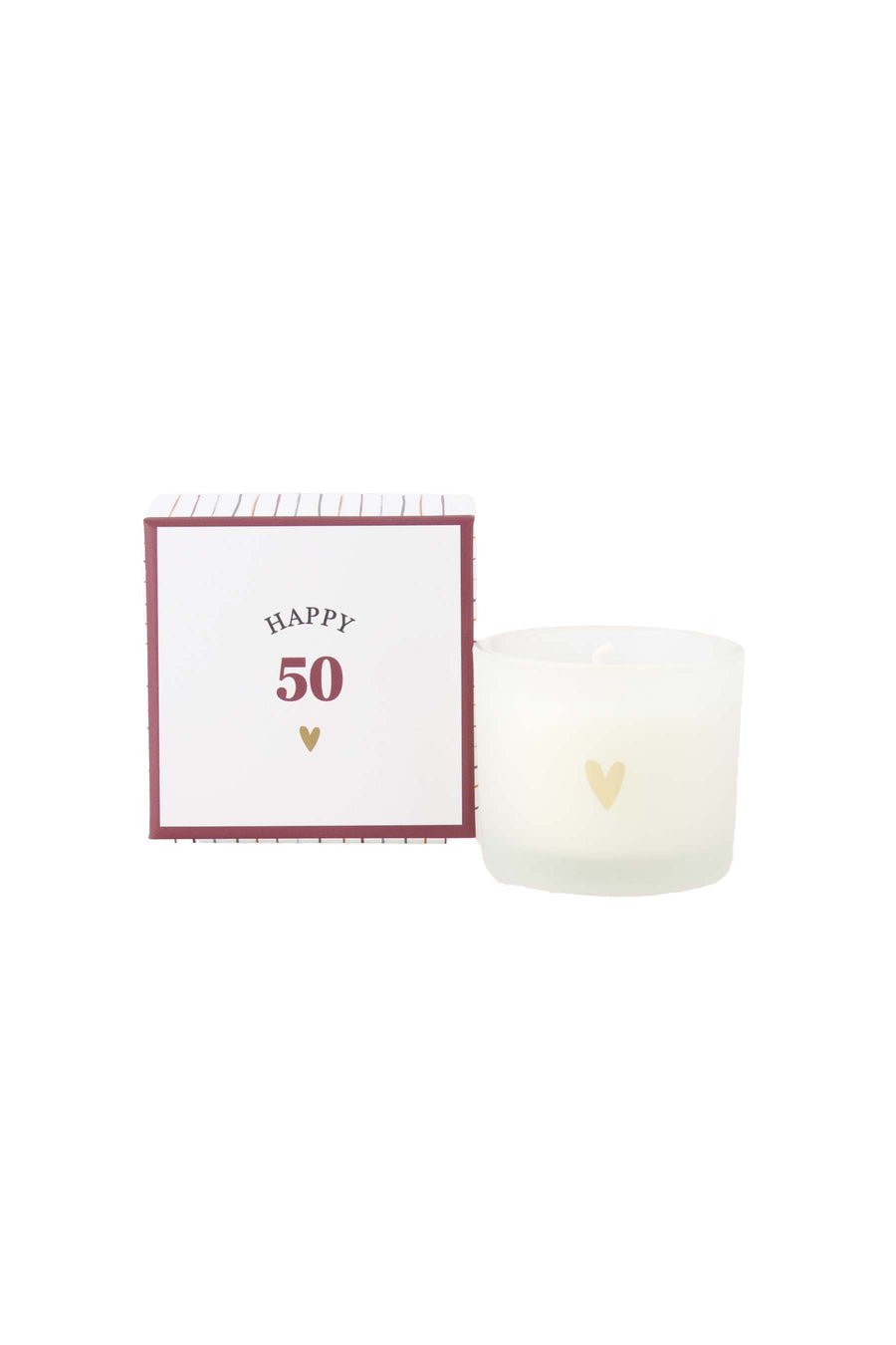 geurkaars in doosje happy 50 | white  / dark red