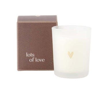 scented candle in a "Lots of Love" box | dark brown