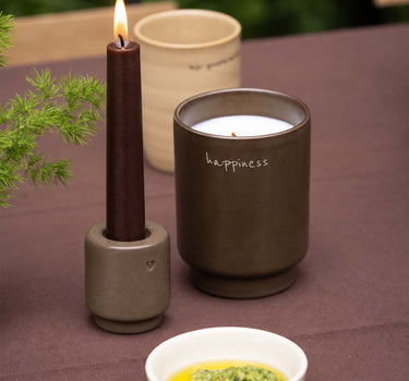 Happiness Ceramic Scented Candle | Dark Brown