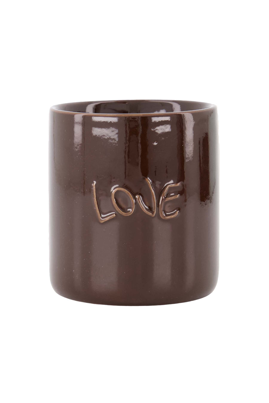 geurkaars keramiek in doosje love | dark brown