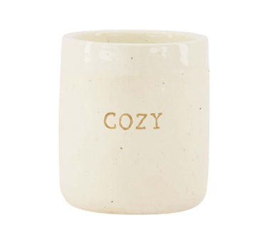 Duftkerze aus Keramik, matt, „Cozy“ | Weiß / Gold