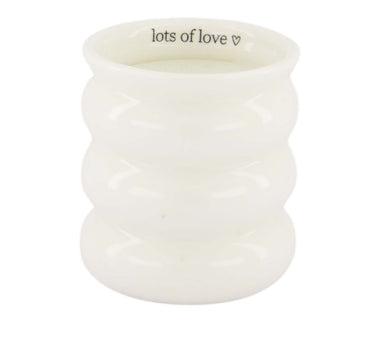 "Lots of Love" Ribbed Scented Candle | White