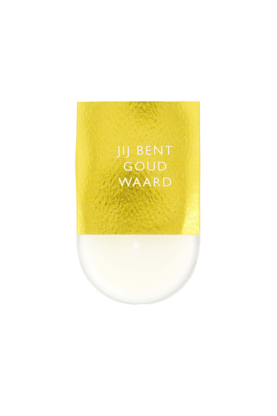 geurkaarsje in wikkel jij bent goud waard | white / gold