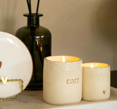geurkaarsje keramiek mat hartje | white / gold