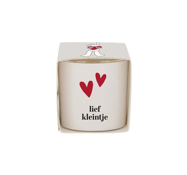 geurkaarsje in wikkel lief kleintje wit/rood | wit / rood