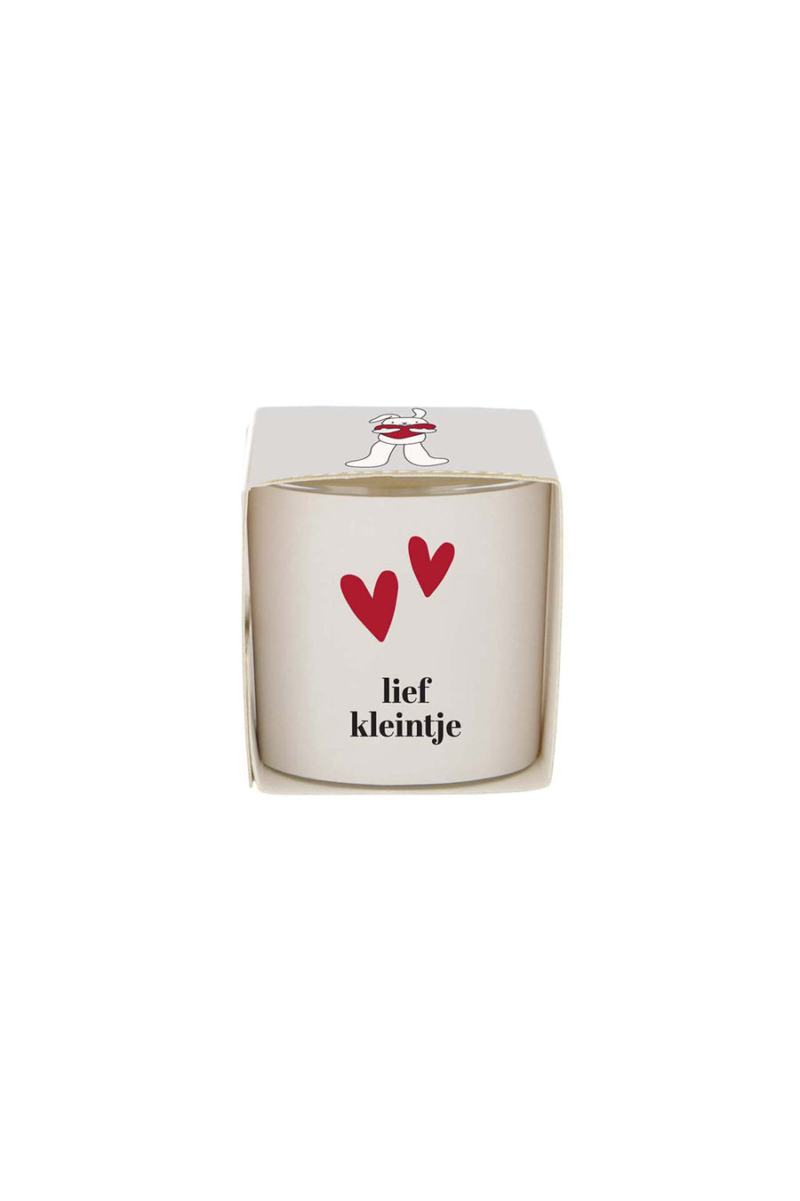 geurkaarsje in wikkel lief kleintje wit/rood | wit / rood