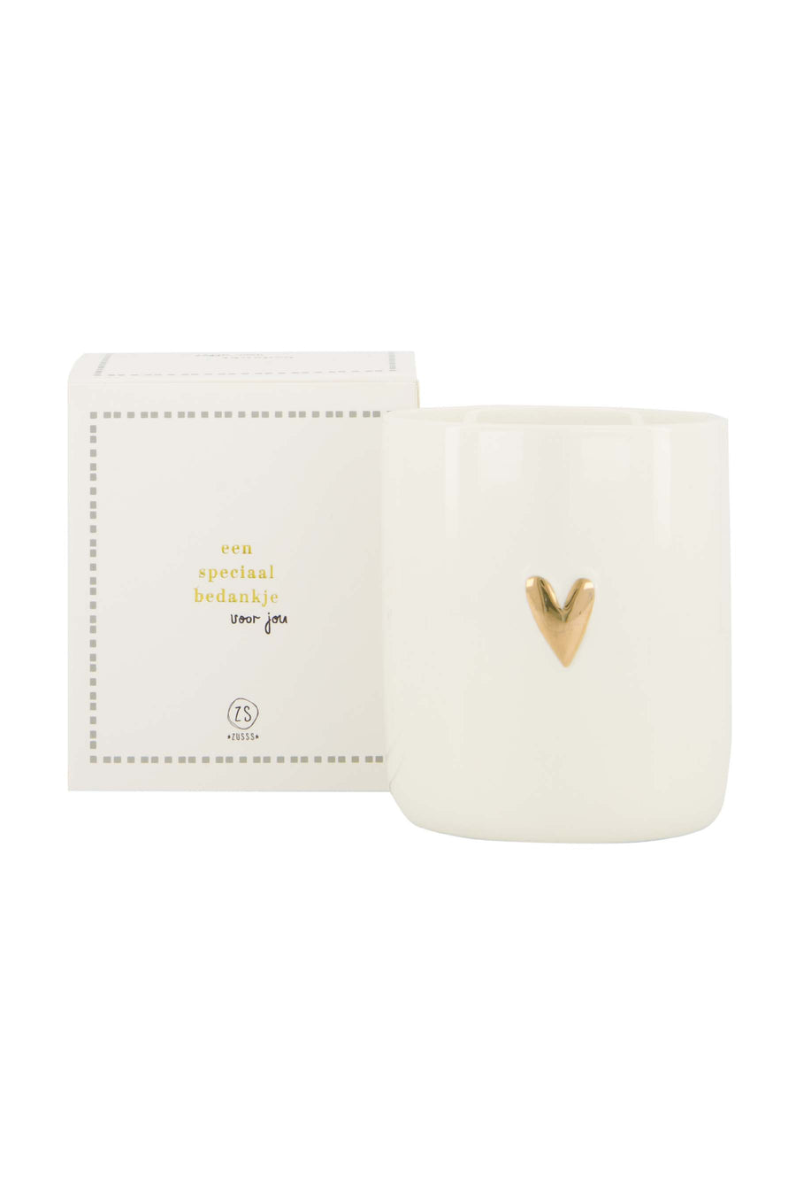 geurkaars keramiek in doosje bedankt wit/goud/grijsblauw | wit / goud / grijsblauw
