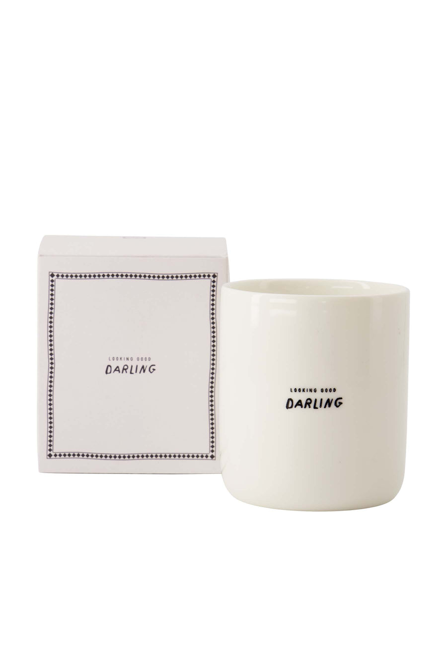 geurkaars keramiek in doosje darling wit/antracietgrijs | wit / antracietgrijs