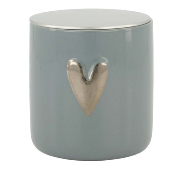geurkaars keramiek zilver hartje grijsblauw | ash blue