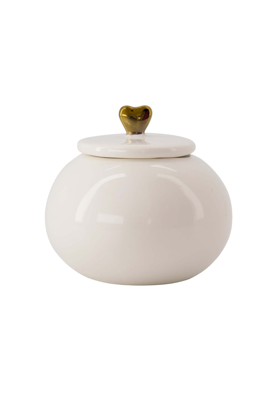 ceramic storage jar forever in my heart | white / gold