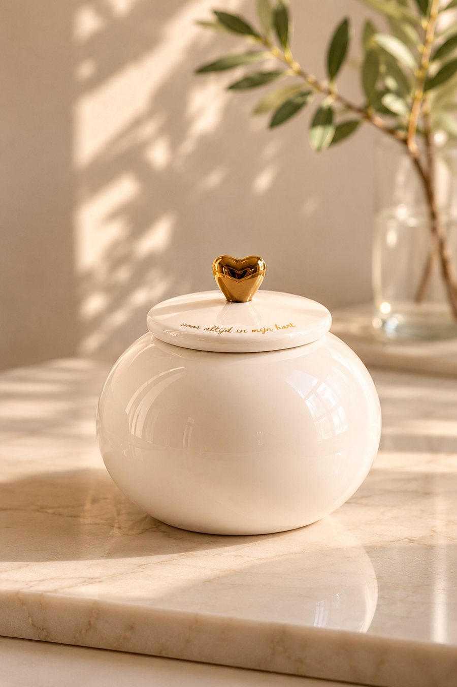 bewaarpot keramiek voor altijd in mijn hart | white / gold