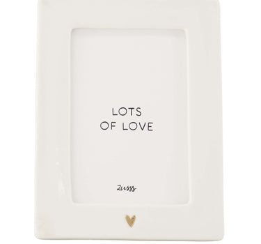 Ceramic Heart-Shaped Photo Frame | White / Gold