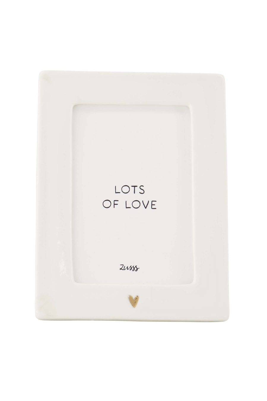 Ceramic Heart-Shaped Photo Frame | White / Gold
