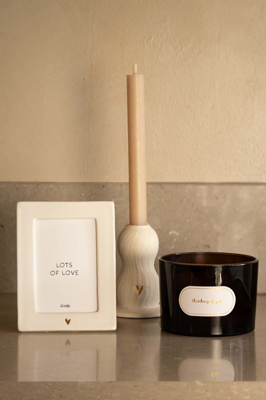 fotolijstje keramiek hartje | white / gold