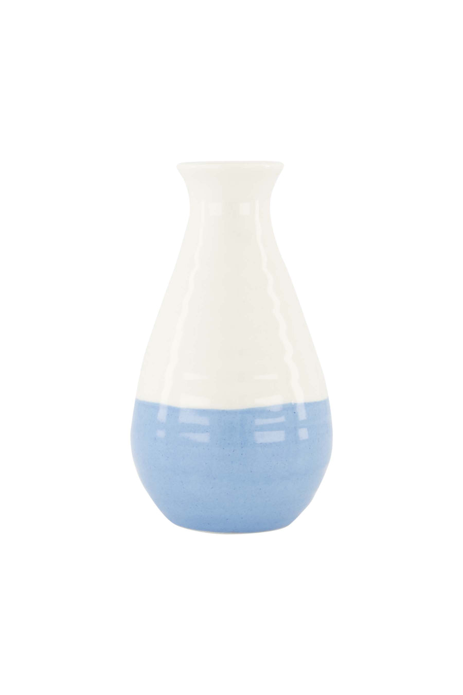vaasje keramiek smal | wit / blauw