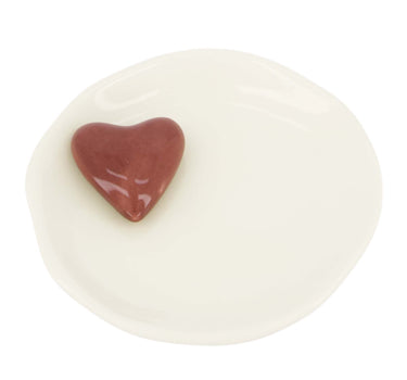 small dish heart 3D white/port | white / port