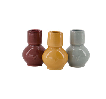 Set of 3 ceramic heart-shaped vases | multicolor