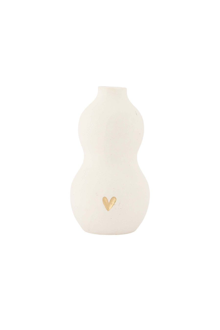 vaasje keramiek hartje | white / gold