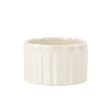 waxinelichthouder keramiek parelmoer ribbel | sand / gold