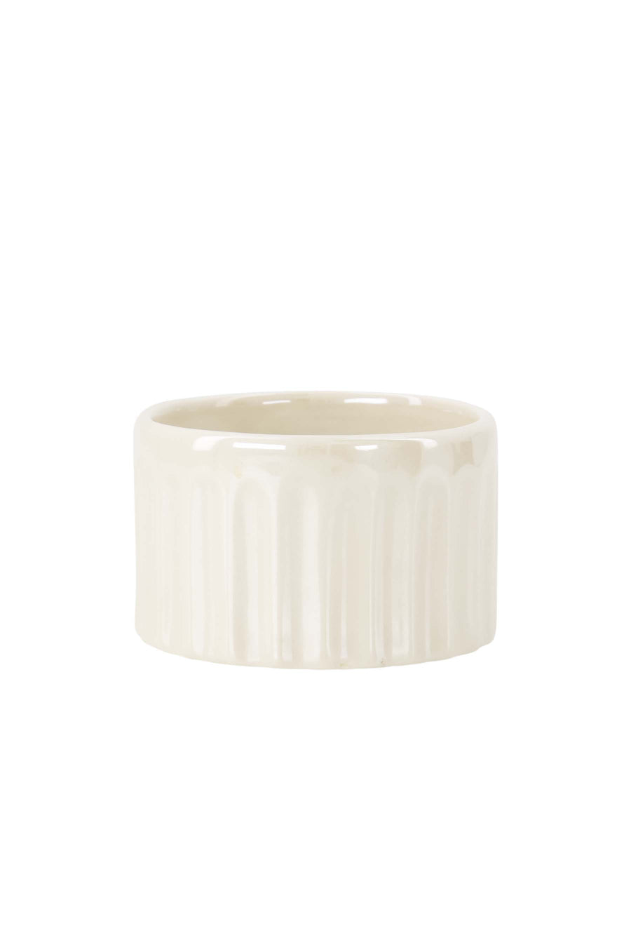 ceramic mother-of-pearl ribbed tealight holder | sand / gold