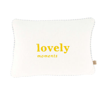 kussen lovely moments gekleurde bies 35x25cm | off white