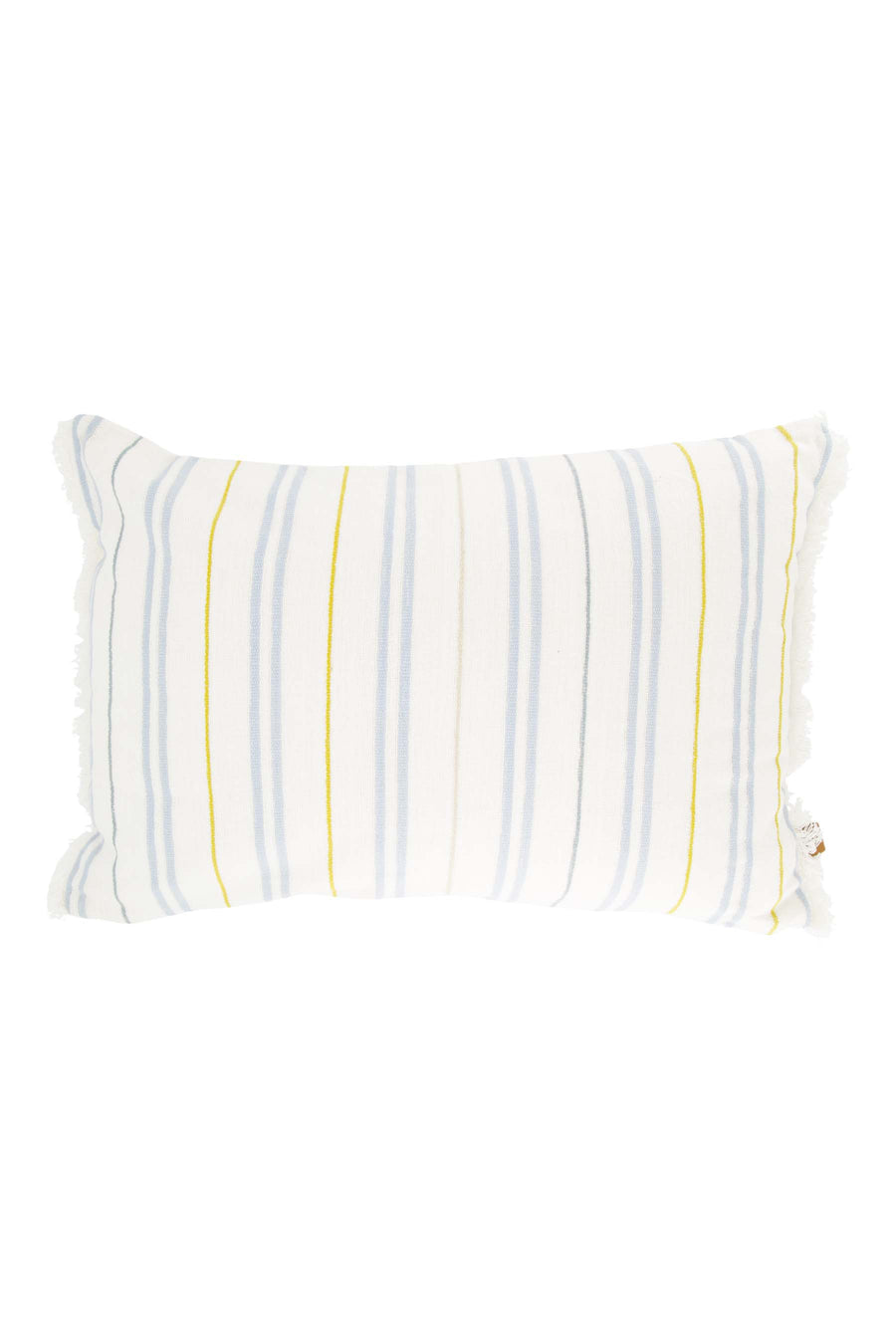 cushion stripe fringes 60x40cm | off white / blue / ochre