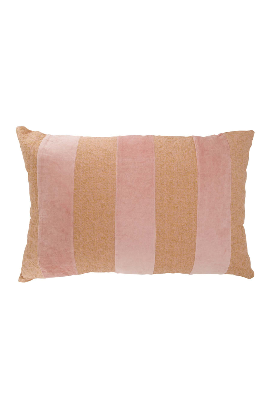 cushion stripe cotton/velvet 60x40cm | pink