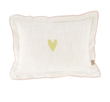 Kissen Herzrand genäht 35 x 25 cm | Off-White/Gold