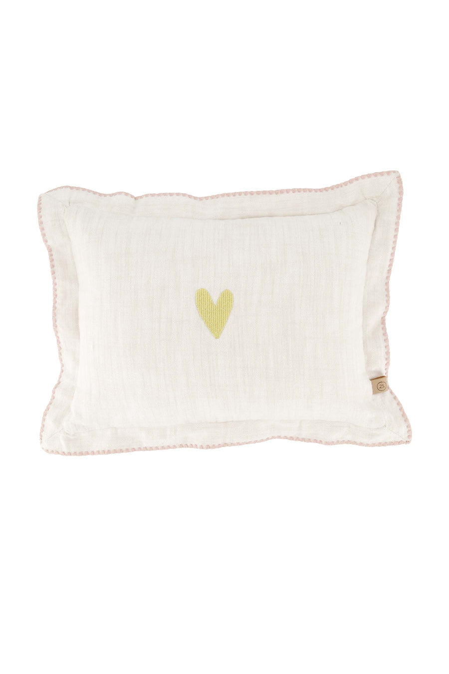 cushion with stitched heart border 35x25cm | off-white / gold