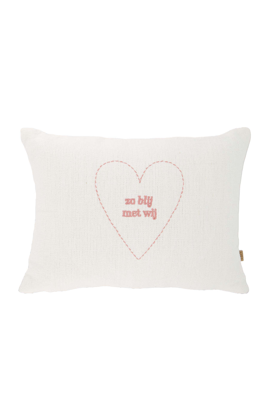 kussen zo blij met wij 35x25cm | peper en zout / roze