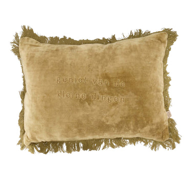 Velvet studded pillow, 35x25 cm | ochre