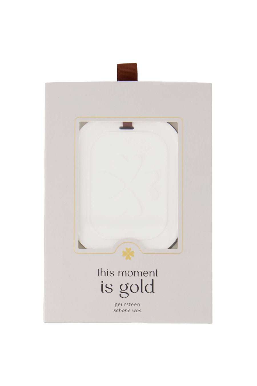 geursteen in doosje this moment is gold | white / sand