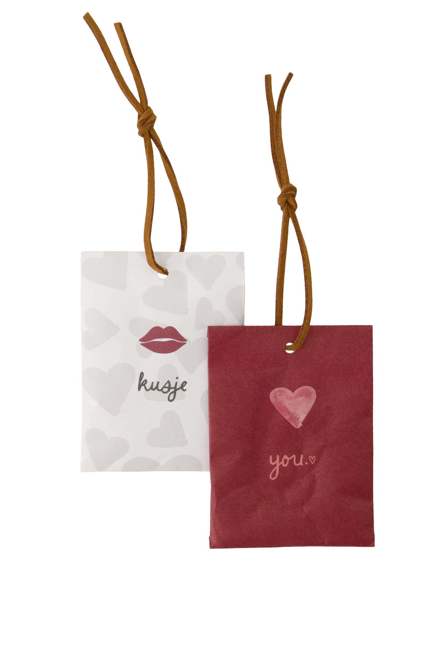 set van 2 mini geurzakjes wit/rood | wit / rood / lila