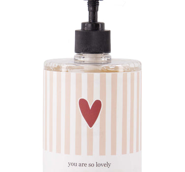 handzeep 500ml streep hartje you are so lovely | wit / roze / rood