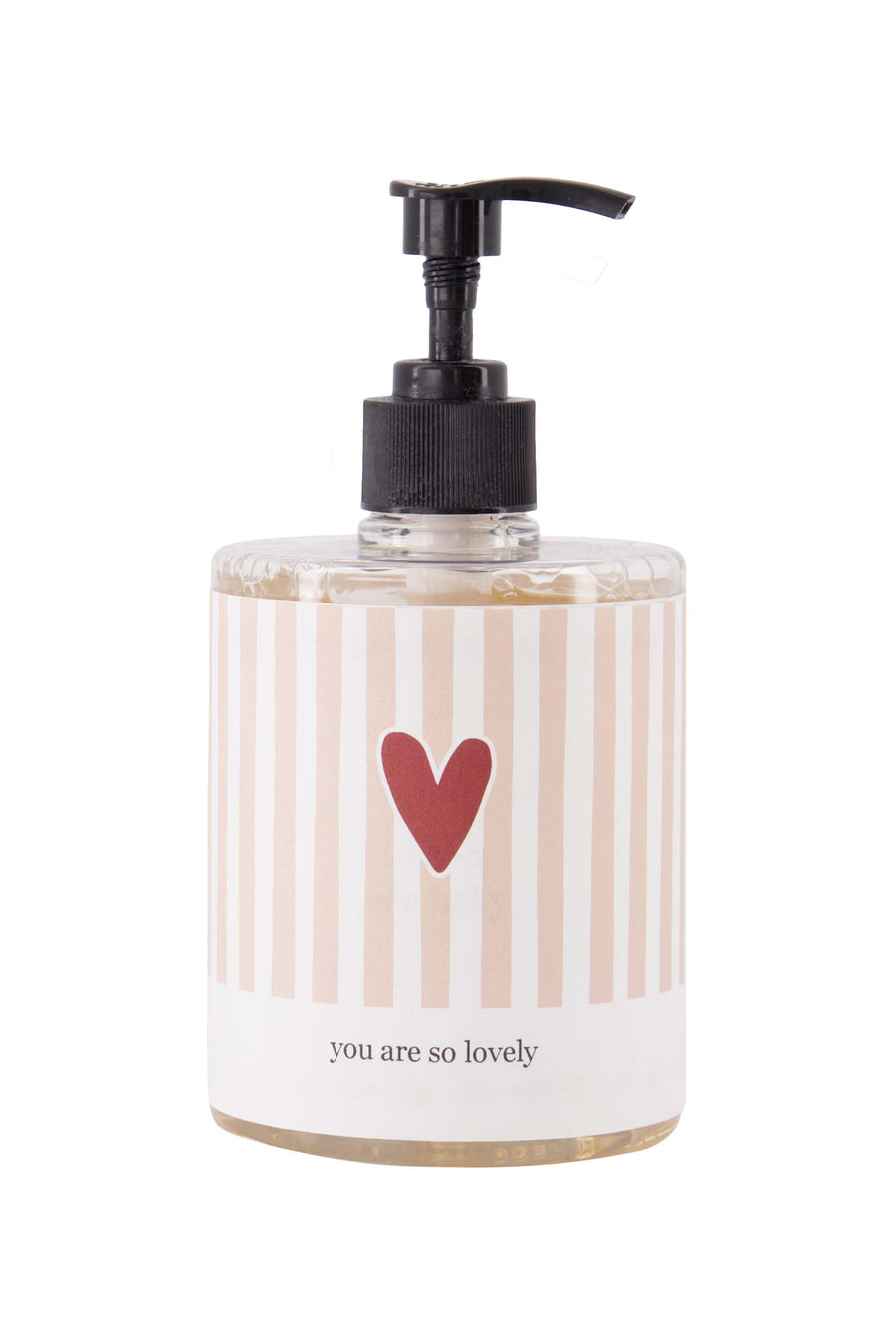 hand soap 500ml stripe heart you are so lovely | white / pink / red
