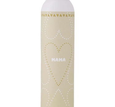 Doucheschuim mama white / sand van Zusss, pompflesje met beige label en speelse patronen