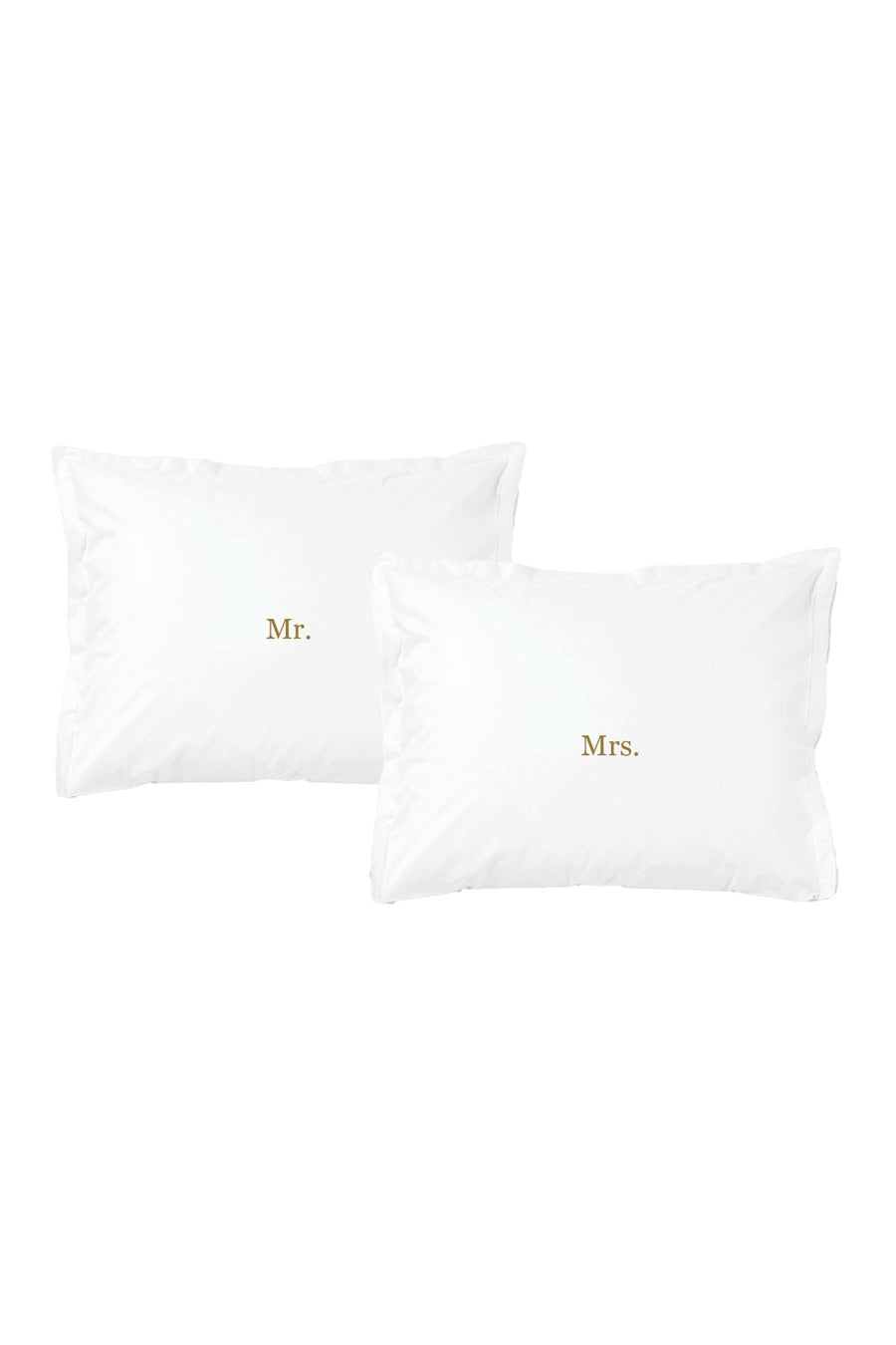set van 2 kussenslopen Mr & Mrs | white / gold