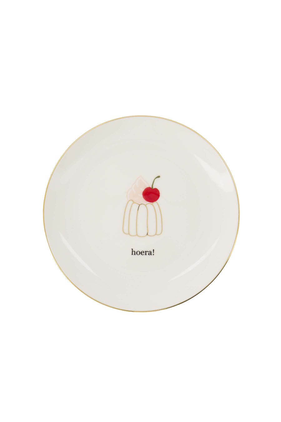 Kuchenteller mit Törtchen „Hurra“ | weiß / rosa / rot