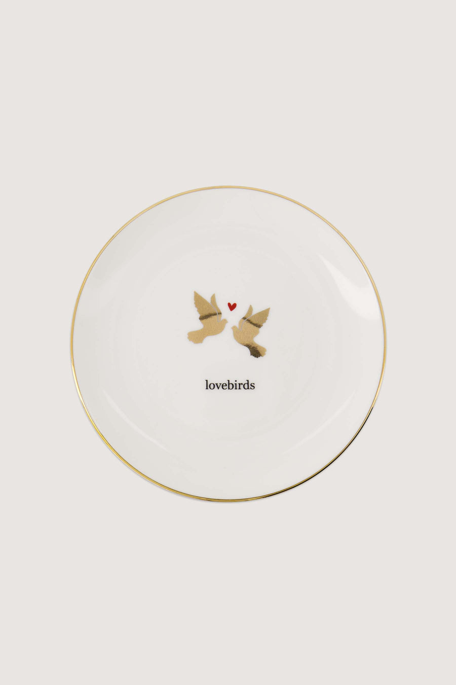 gebaksbordje lovebirds | wit / goud